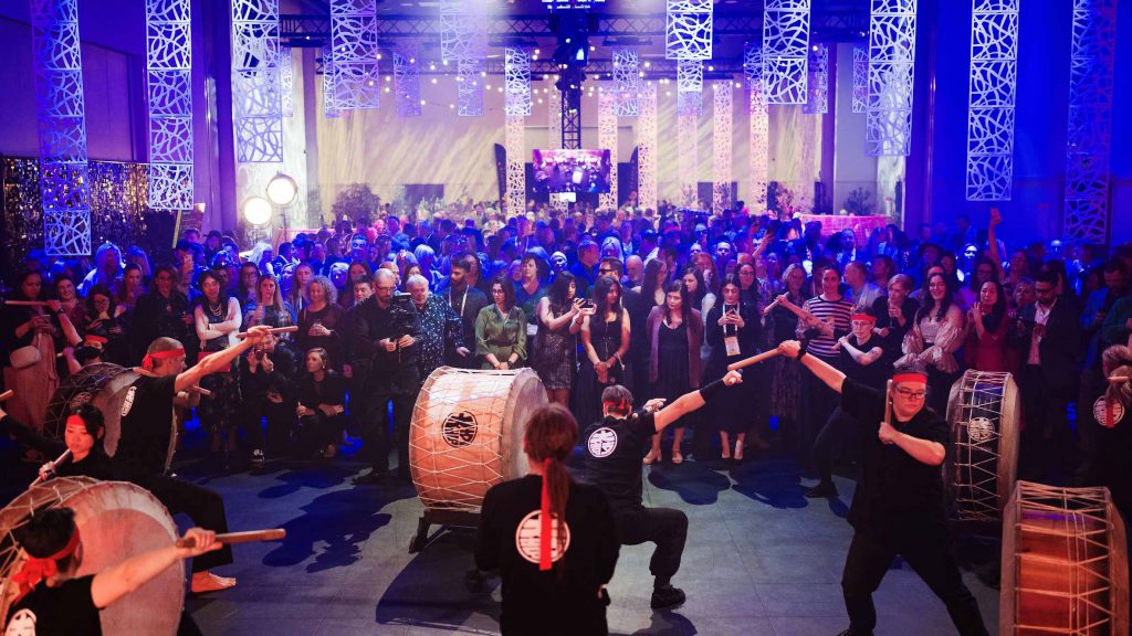 Taikoza performing in front of BEIA audience